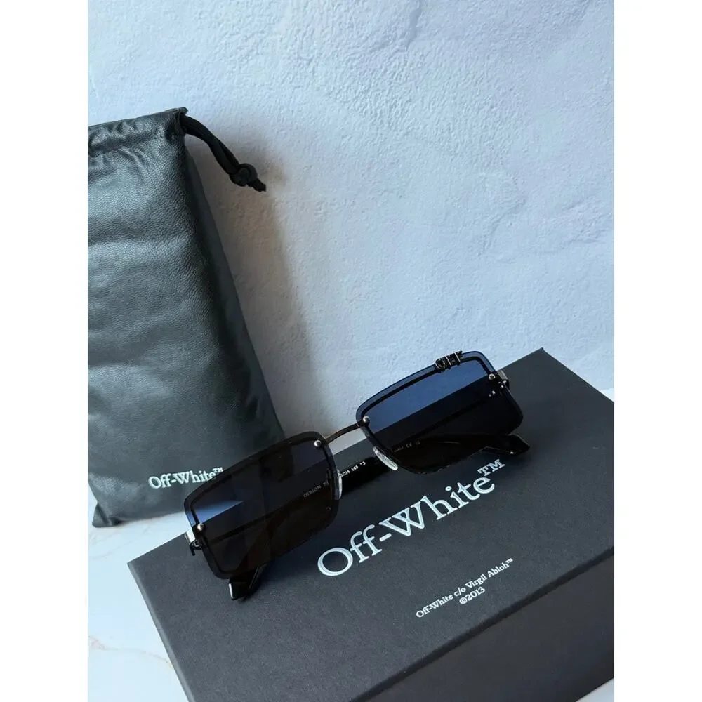 NEW Off White Tampa Gunmetal Blue Lens Unisex Sunglasses